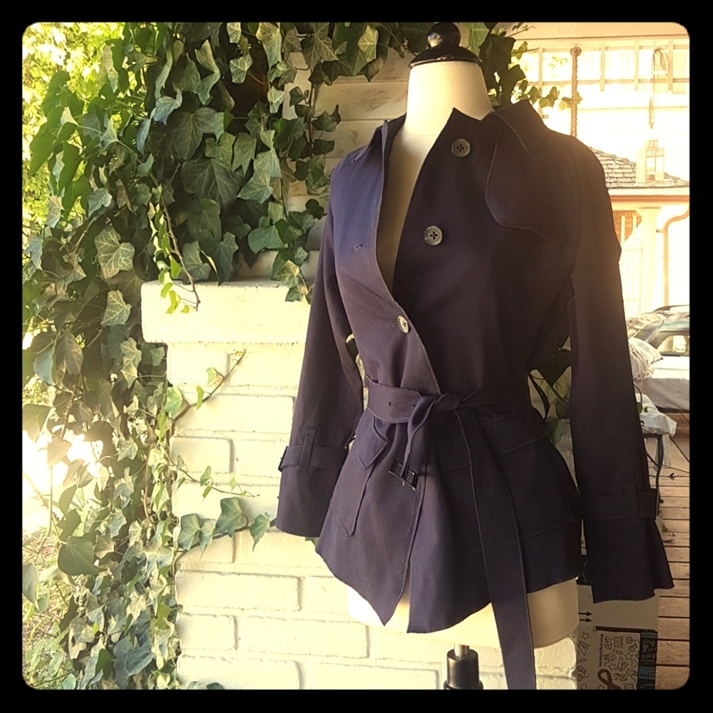 Simply Vera Wang Navy Blue Ribben Half-Trench PS